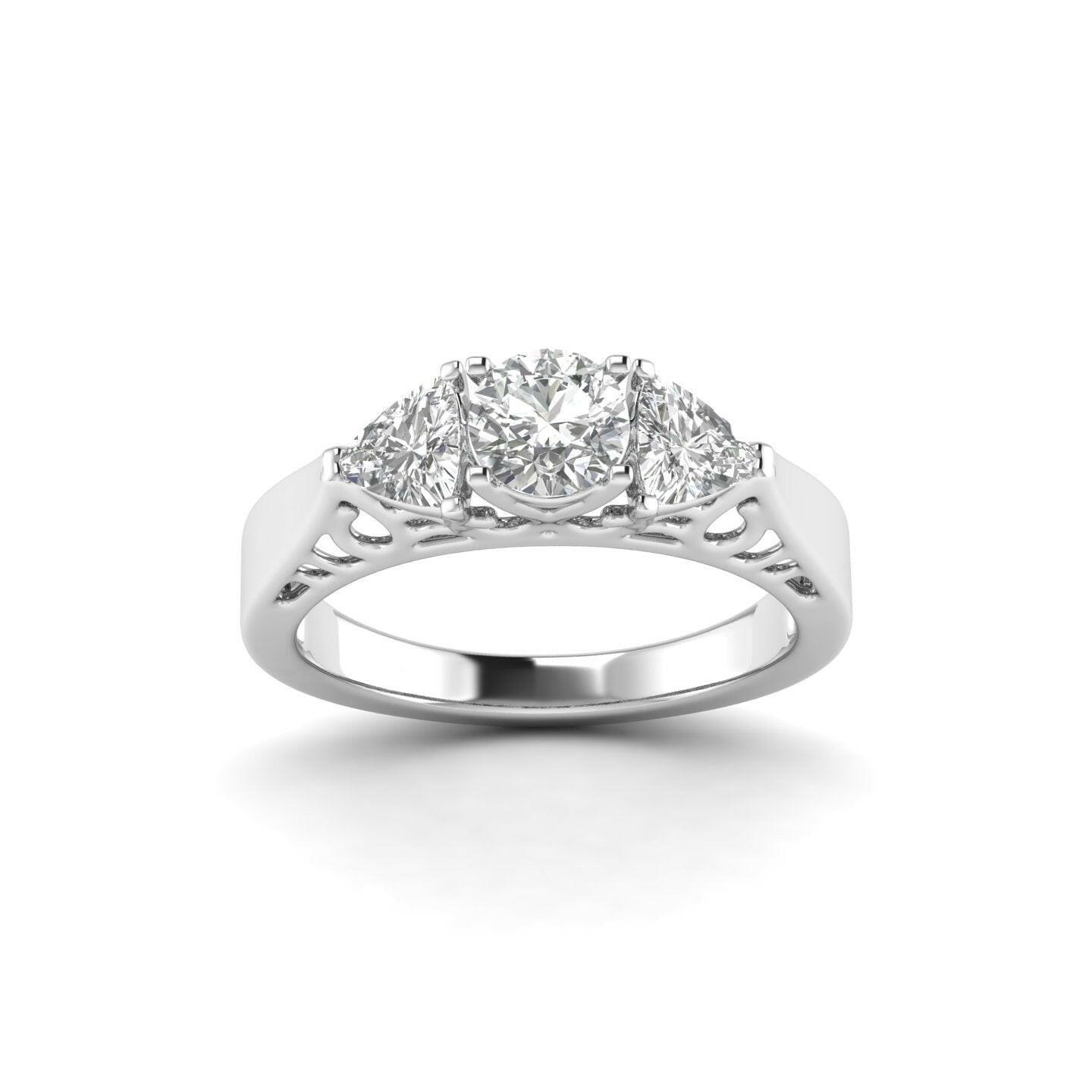 White Gold Studded 1.12 CARAT Lab Grown Diamond Ring-D Color VVS Clarity.